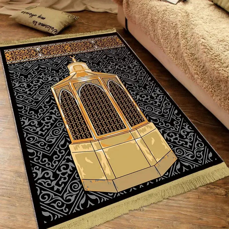 Thick Soft Islamic Prayer Mat Soft Plush Thickened Jacquard Fringed Rug Machine Zohir Store