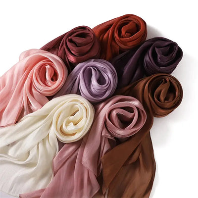 Solid Luxury Fashion Women Hijab Scarf Long Silk Soft Slippy Comfortable Scarves Shawl Zohir Store