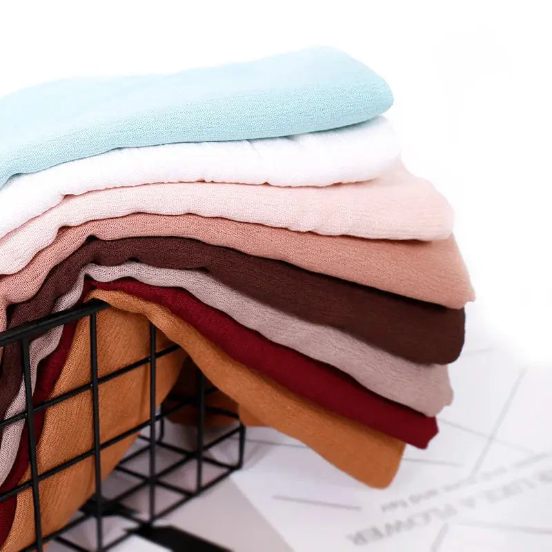 Women Muslim Crinkle Hijab Scarf Big Size Plain Shawls Femme Musulman Zohir Store