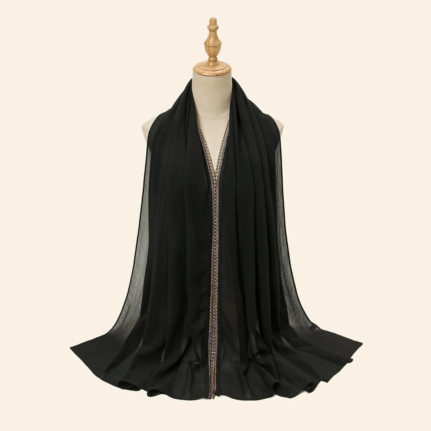 Luxury Gold Chain Chiffon Head Scarf Solid Zohir Store