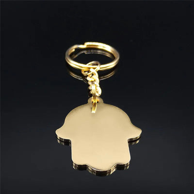 Hamsa Hand Islamic Muslim Islam God Allah Quran Arabic Stainless Steel Keychain for Women/Men Jewelry coran porte clefs N2965S05 Zohir Store