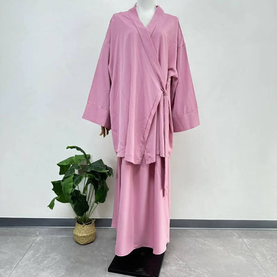 Eid Muslim Women Two Piece Set Kaftan Islam Lace Up Tops Skirt Suits Morocco Ensembles Abaya Turkey Ramadan Modest Outfits Zohir Store