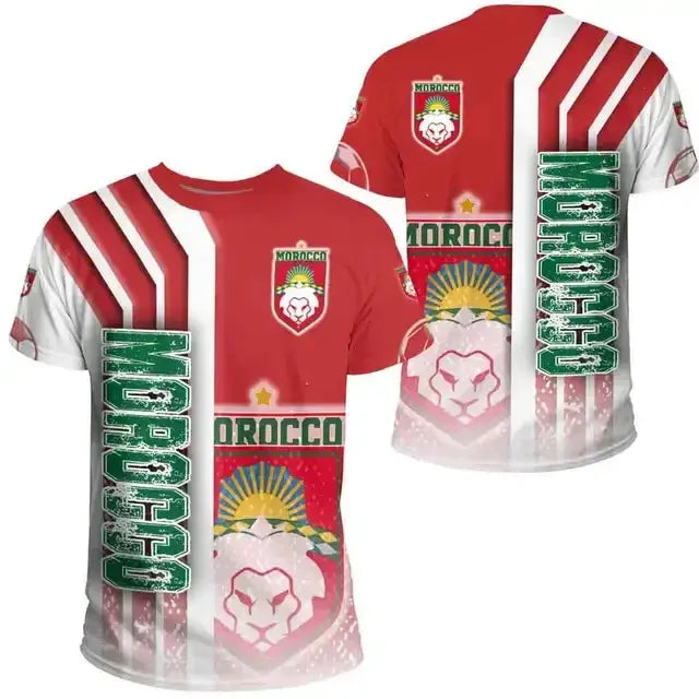 2024 Men's T-shirt Morocco Flag 3D Printing Casual Fashion Top Oversize O-Neck Men's and Women's T-shirt Zohir Store