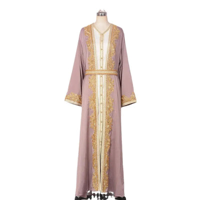 Maxi Dresses 2 Piece Sets Eid Muslim Abayas for Women Dubai Party Long Robe Beading Jalabiya Morocco Kaftan Ramadan Vestidos - Zohir Store