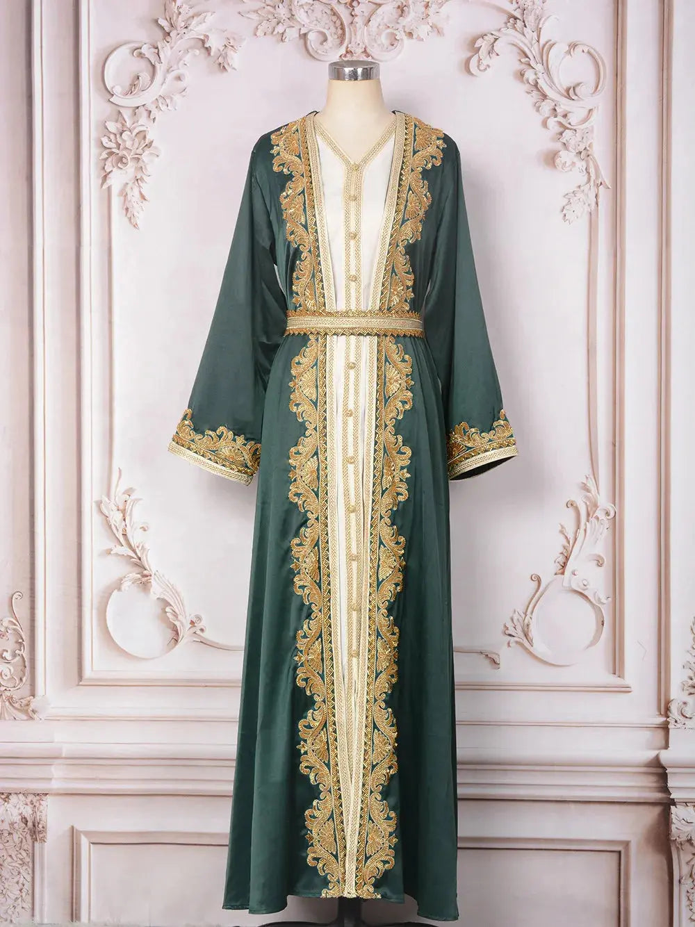 Maxi Dresses 2 Piece Sets Eid Muslim Abayas for Women Dubai Party Long Robe Beading Jalabiya Morocco Kaftan Ramadan Vestidos - Zohir Store