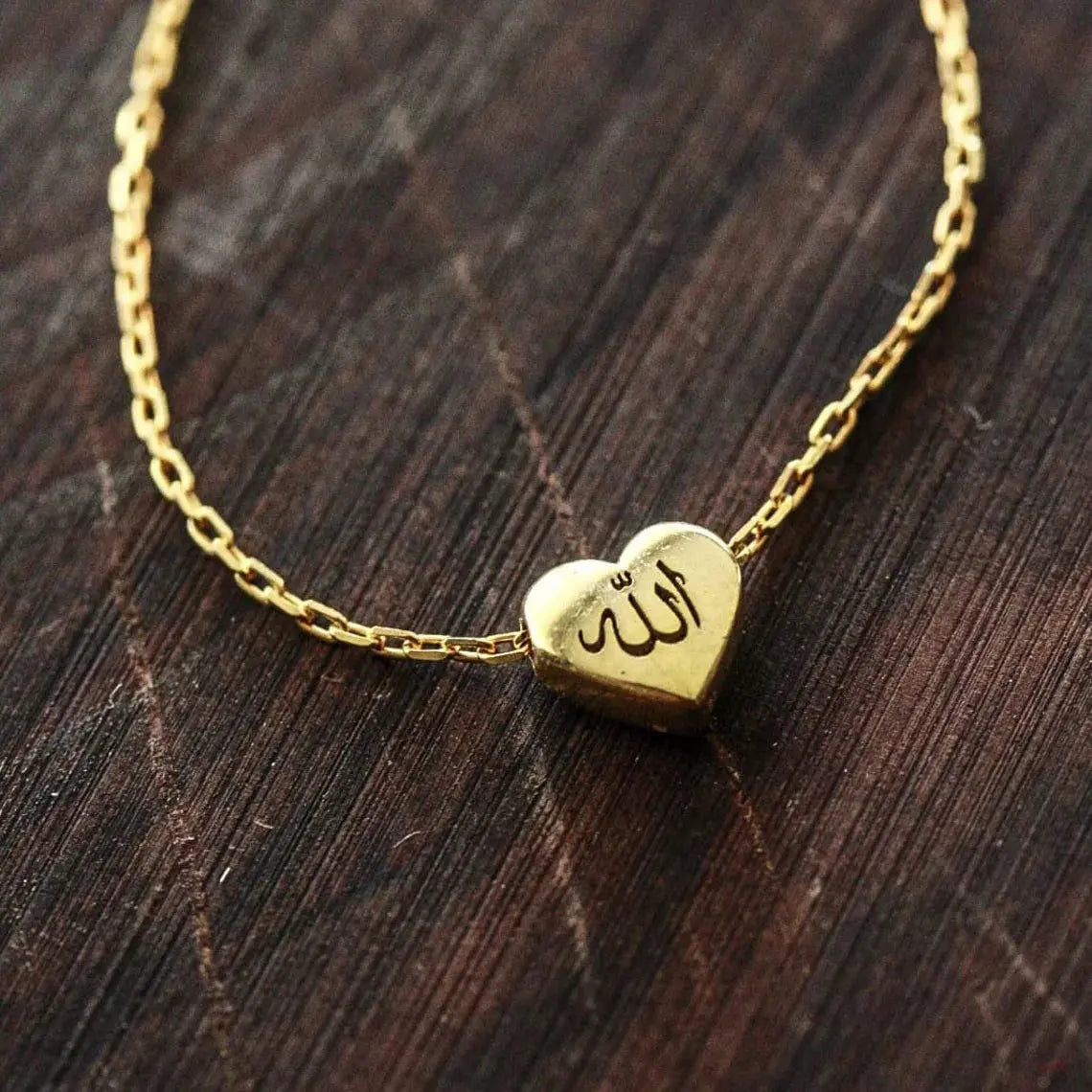Tiny Heart Allah Necklaces For Women Islamic Jewelry Stainless Steel Arabic Qur'an Letters Zohir Store