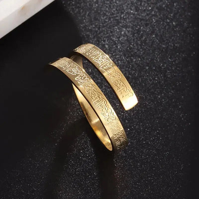 Ayatul Kursi Scripture Open Ring Islamic Muslim Religion Quran Adjustable Ring Women Arabic Calligraphy Jewelry Gift Zohir Store