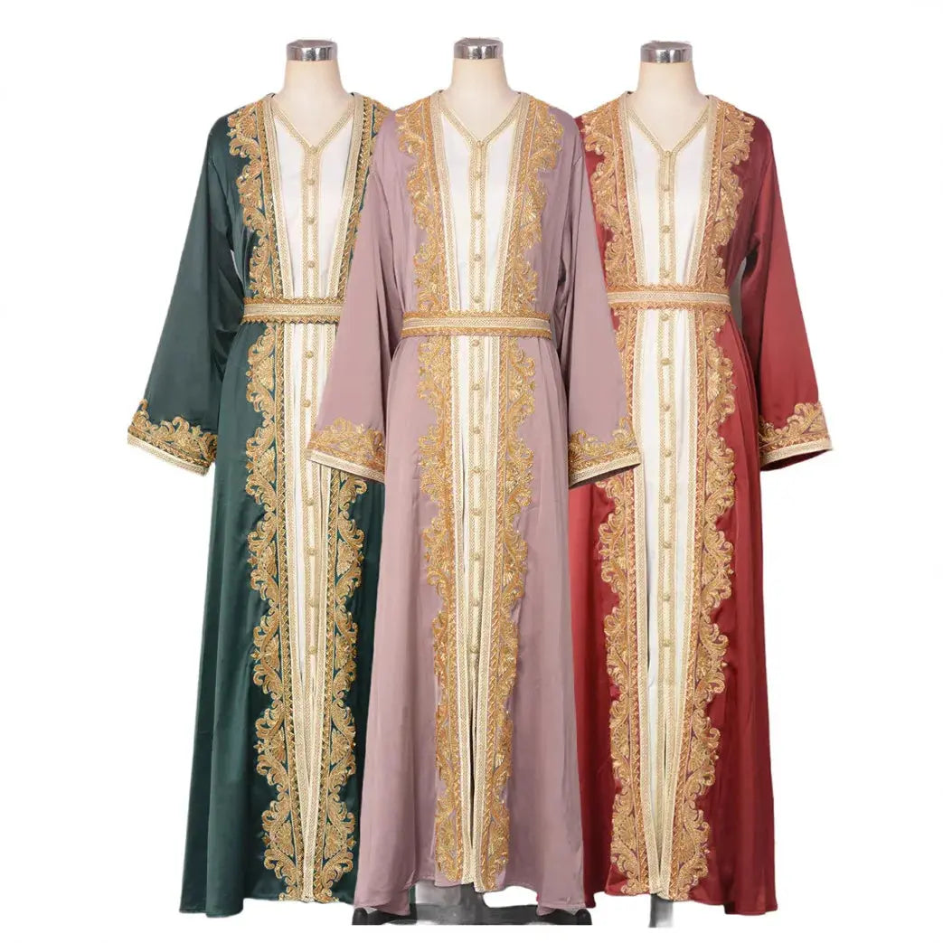 Maxi Dresses 2 Piece Sets Eid Muslim Abayas for Women Dubai Party Long Robe Beading Jalabiya Morocco Kaftan Ramadan Vestidos Zohir Store