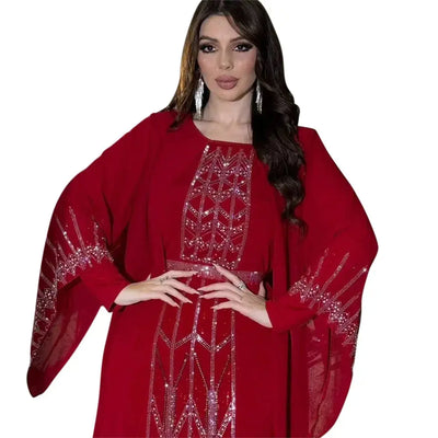 Chiffon Dubai Abaya Arabia Muslim Dress Women Lace-up Casual Party Elegance Fake Two Pieces Daily Dress Kaftan Femme Musulman - Zohir Store