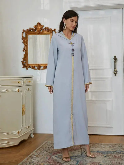 Ramadan Gray S Size Abaya Damen Dubai Luxury Islam Muslim African Dresses For Women Kebaya Kaftan Morocco Robe Musulmane Femme - Zohir Store