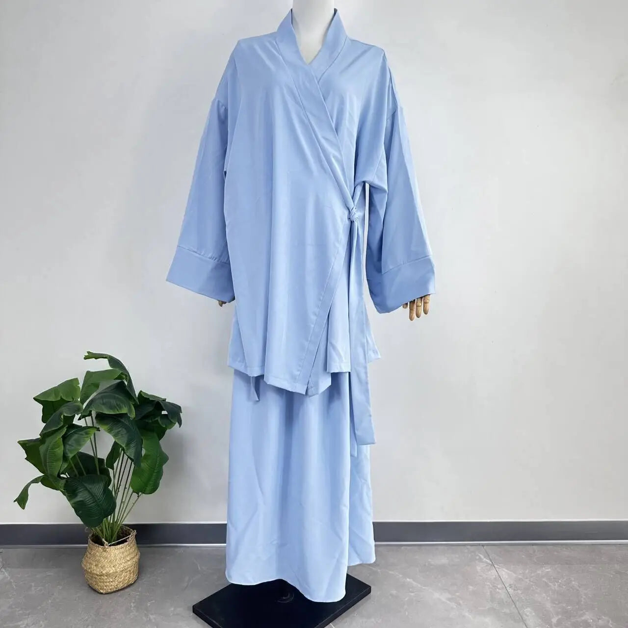 Eid Muslim Women Two Piece Set Kaftan Islam Lace Up Tops Skirt Suits Morocco Ensembles Abaya Turkey Ramadan Modest Outfits Zohir Store