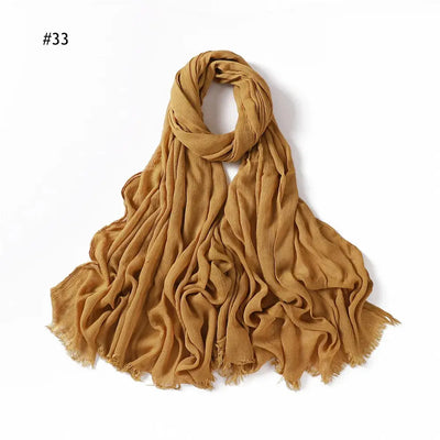Women Muslim Crinkle Hijab Scarf Big Size Plain Shawls Femme Musulman Zohir Store