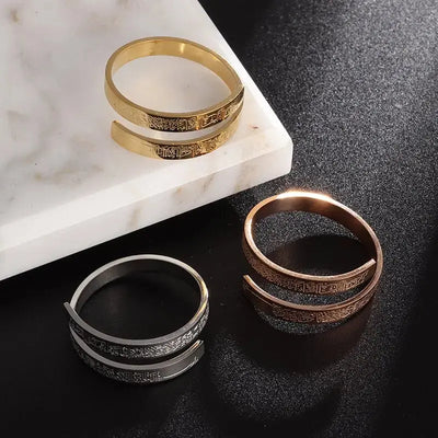 Ayatul Kursi Scripture Open Ring Islamic Muslim Religion Quran Adjustable Ring Women Arabic Calligraphy Jewelry Gift Zohir Store