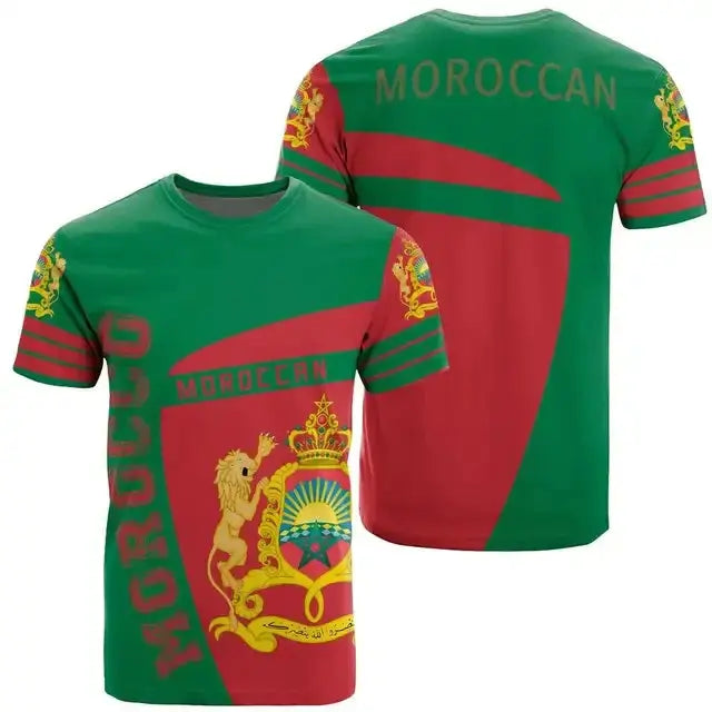 2024 Men's T-shirt Morocco Flag 3D Printing Casual Fashion Top Oversize O-Neck Men's and Women's T-shirt Zohir Store