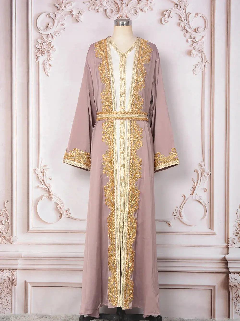 Maxi Dresses 2 Piece Sets Eid Muslim Abayas for Women Dubai Party Long Robe Beading Jalabiya Morocco Kaftan Ramadan Vestidos - Zohir Store