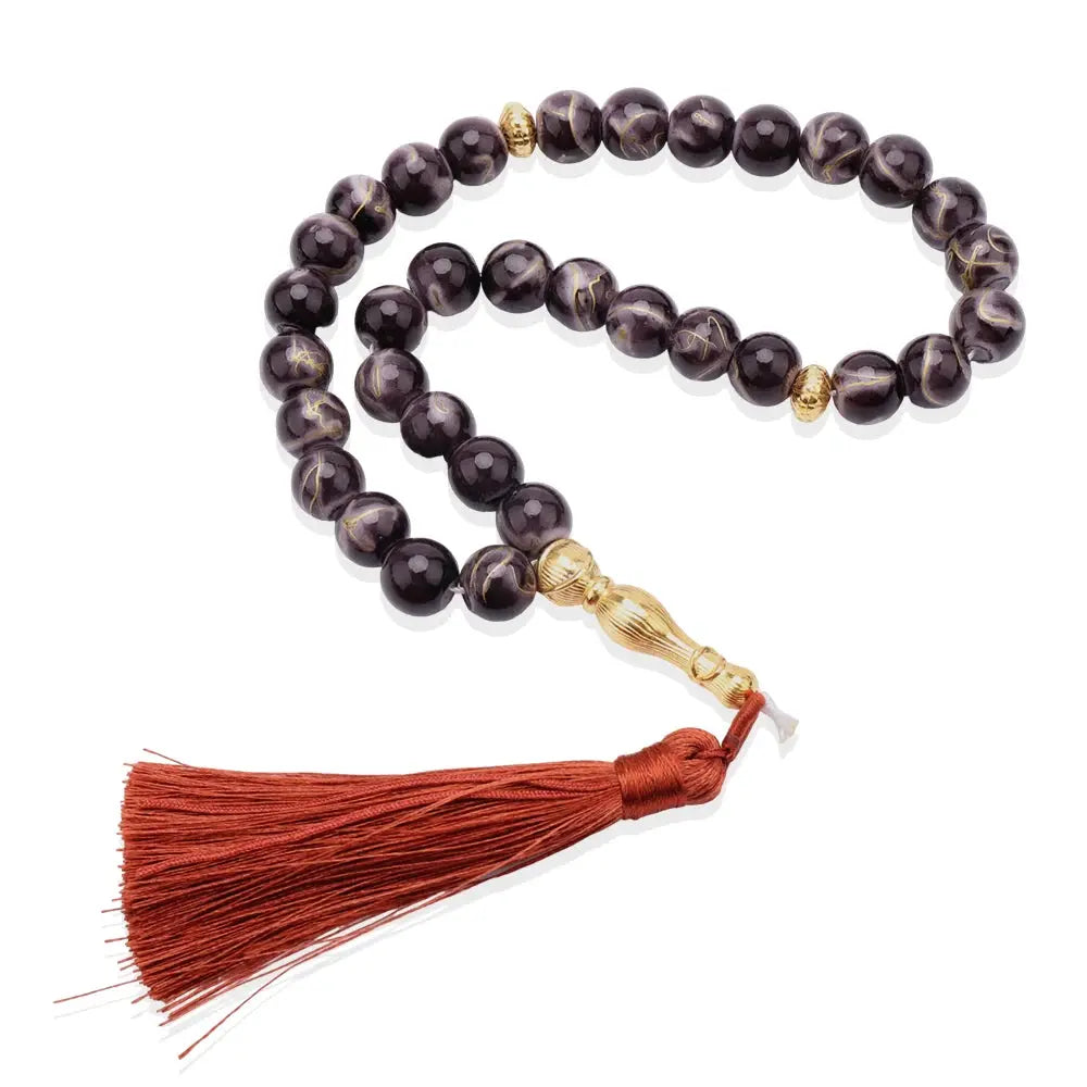 Muslim 10mm Prayer Beads, Gold Thread Zohir Store