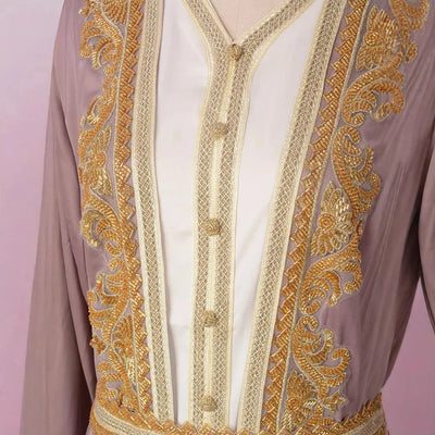 Maxi Dresses 2 Piece Sets Eid Muslim Abayas for Women Dubai Party Long Robe Beading Jalabiya Morocco Kaftan Ramadan Vestidos - Zohir Store