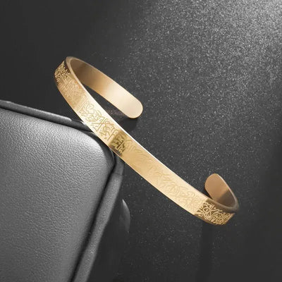 Ayatul Kursi Scripture Open Ring Islamic Muslim Religion Quran Adjustable Ring Women Arabic Calligraphy Jewelry Gift Zohir Store