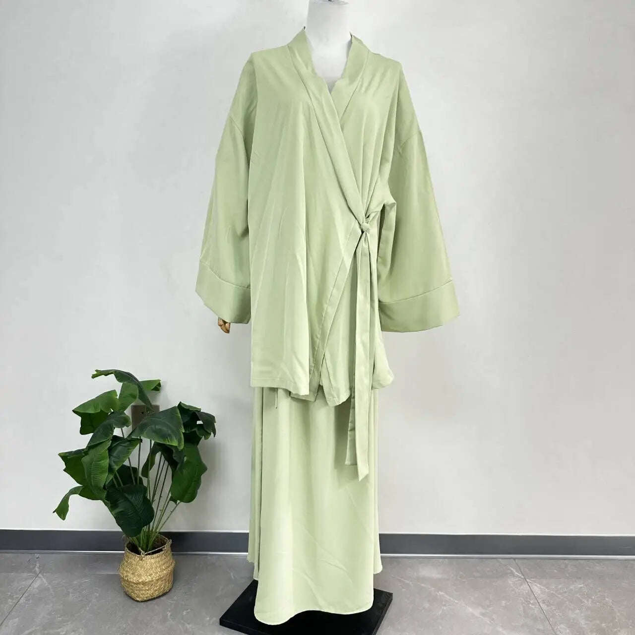 Eid Muslim Women Two Piece Set Kaftan Islam Lace Up Tops Skirt Suits Morocco Ensembles Abaya Turkey Ramadan Modest Outfits Zohir Store