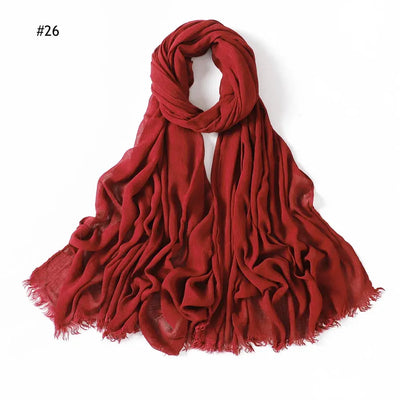 Women Muslim Crinkle Hijab Scarf Big Size Plain Shawls Femme Musulman Zohir Store